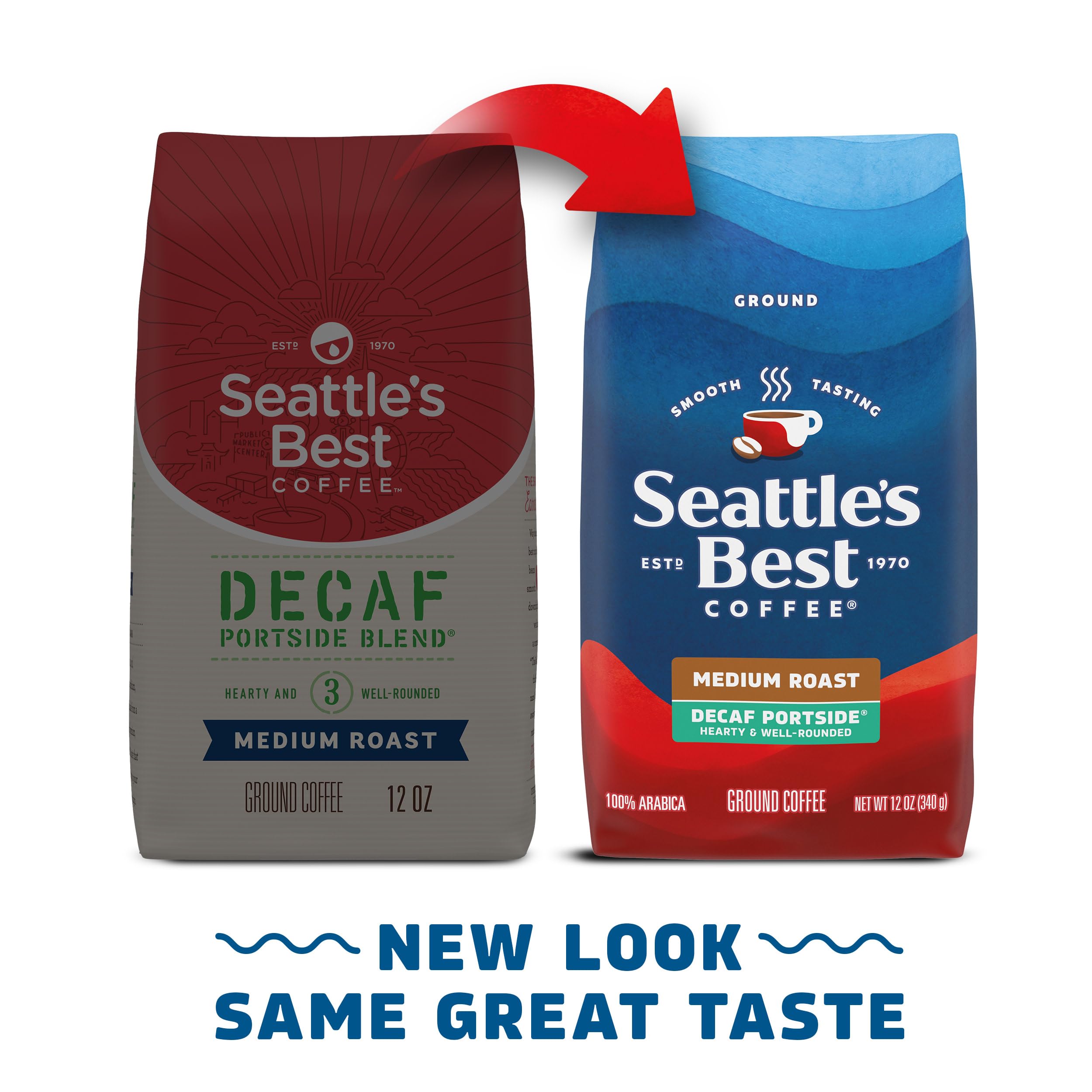 Brew-over scene with Seattle's Best Portside Decaf, balanced body.