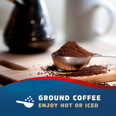 Steaming Seattle's Best Portside decaf cup, inviting aroma for late evenings.