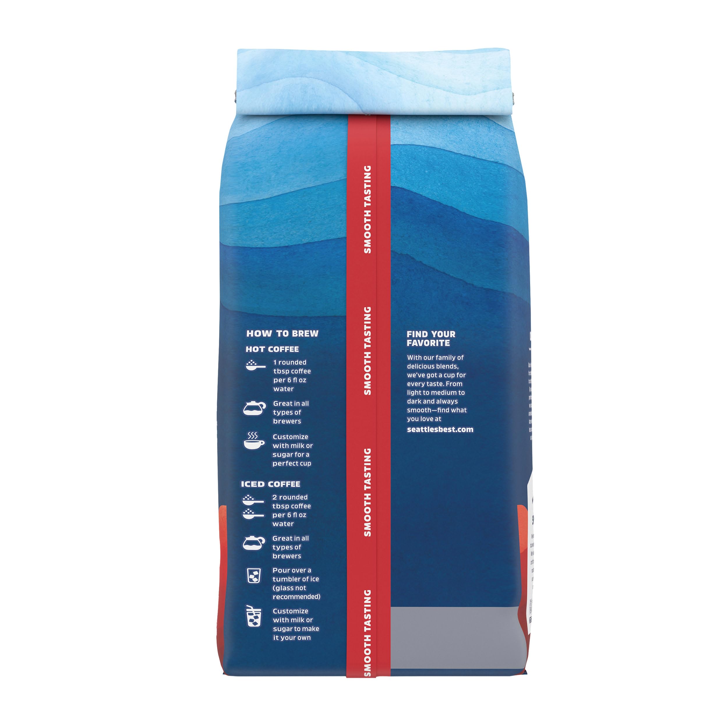 Portside decaf label close-up on premium ground coffee pack.
