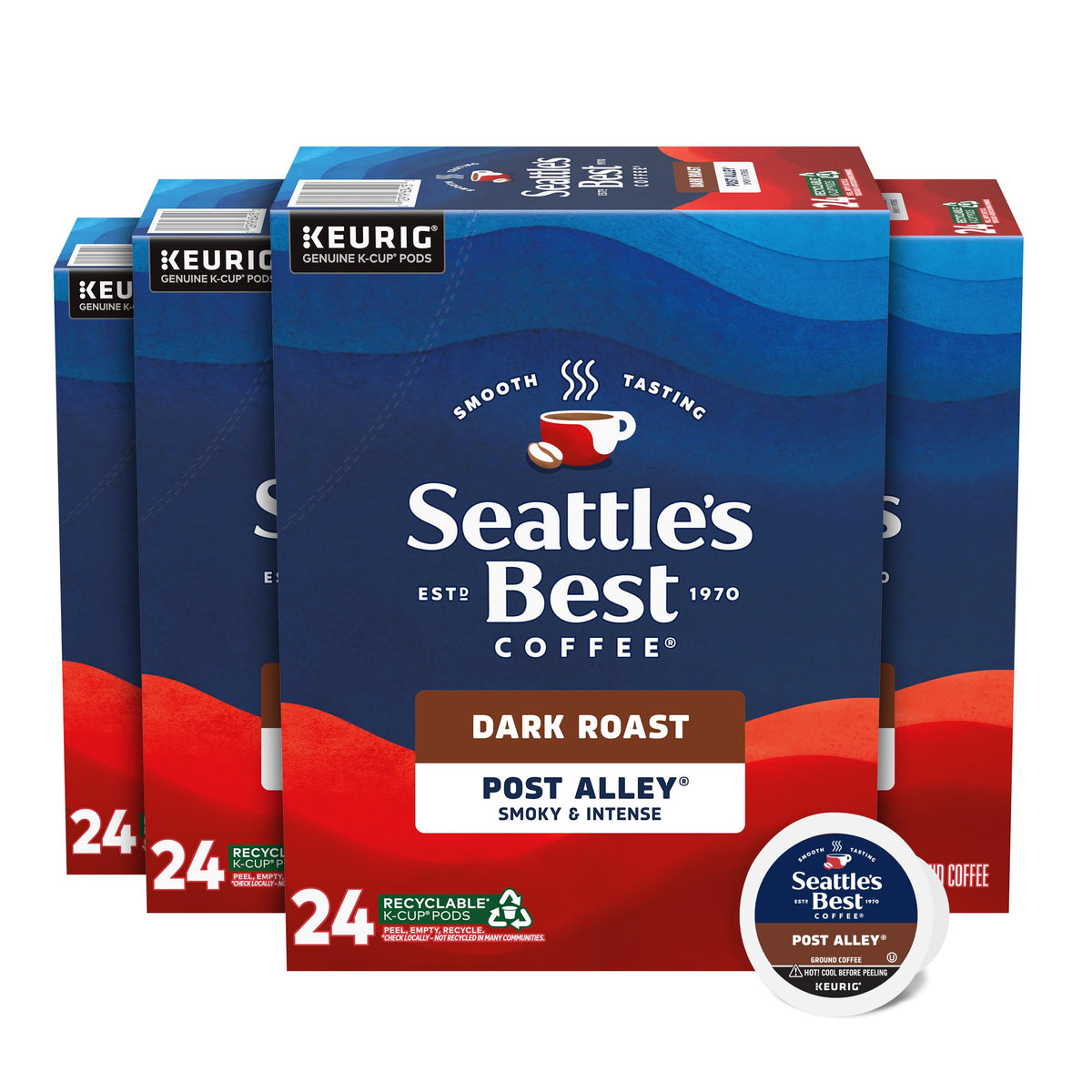 Seattle's Best Coffee Post Alley dark roast K-Cup pods for smooth morning brews