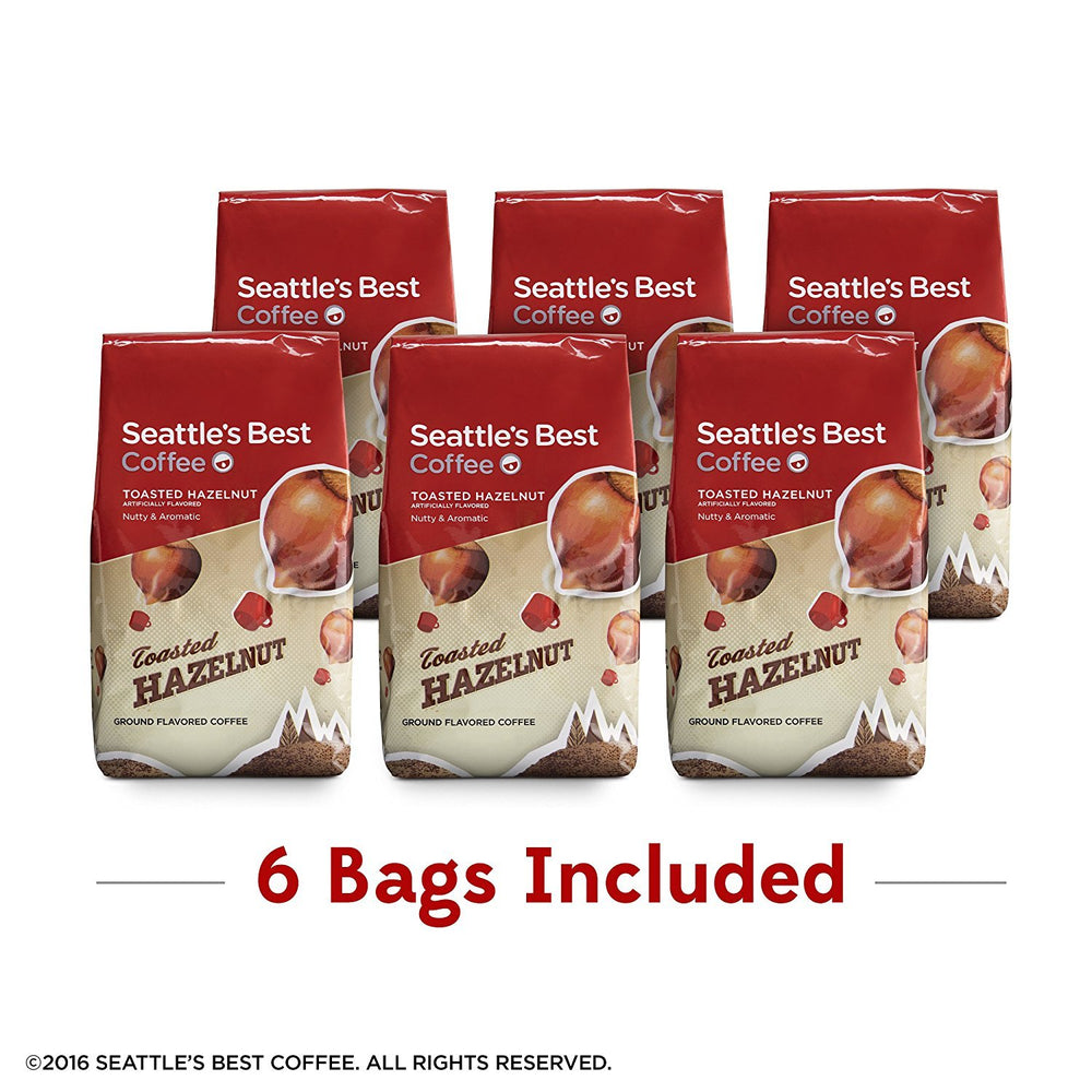 Seattle's Best Toasted Hazelnut bag back shows brewing guidance for richness.