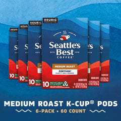 Seattle's Best Portside packaging stacked in a six-box bundle for home use