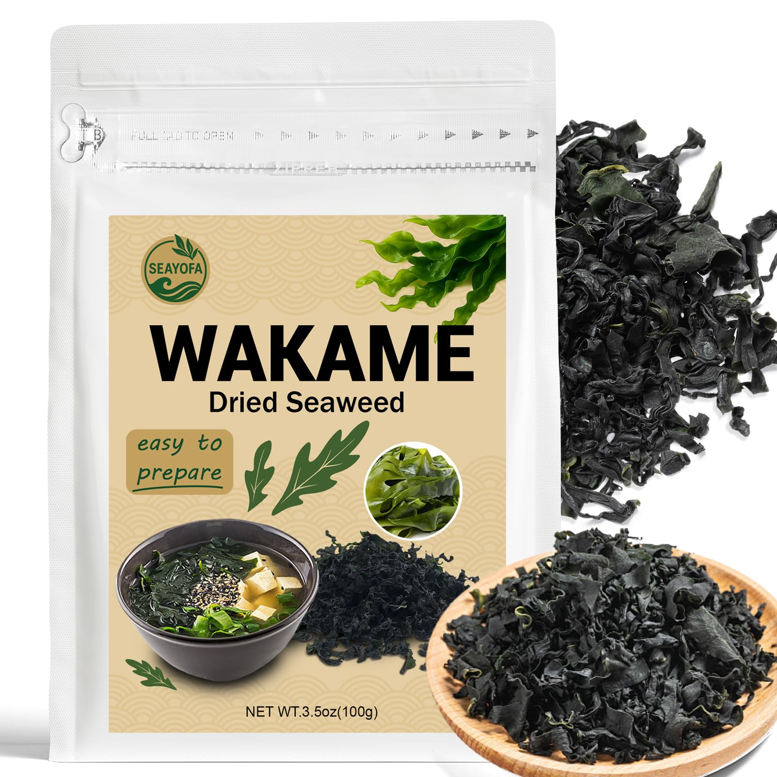 SEAYOFA dried wakame bundle soaking for quick miso soup