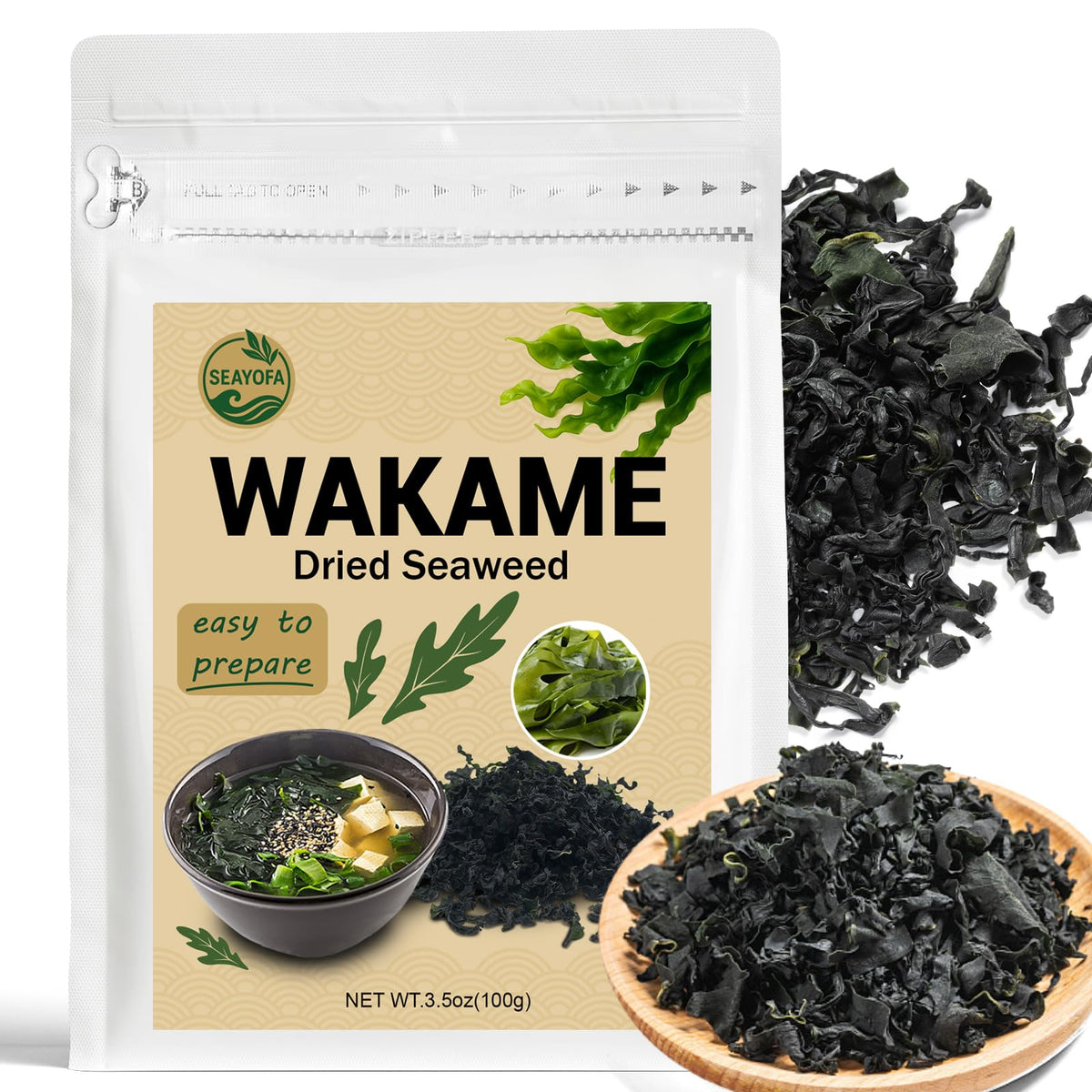 SEAYOFA dried wakame bundle soaking for quick miso soup