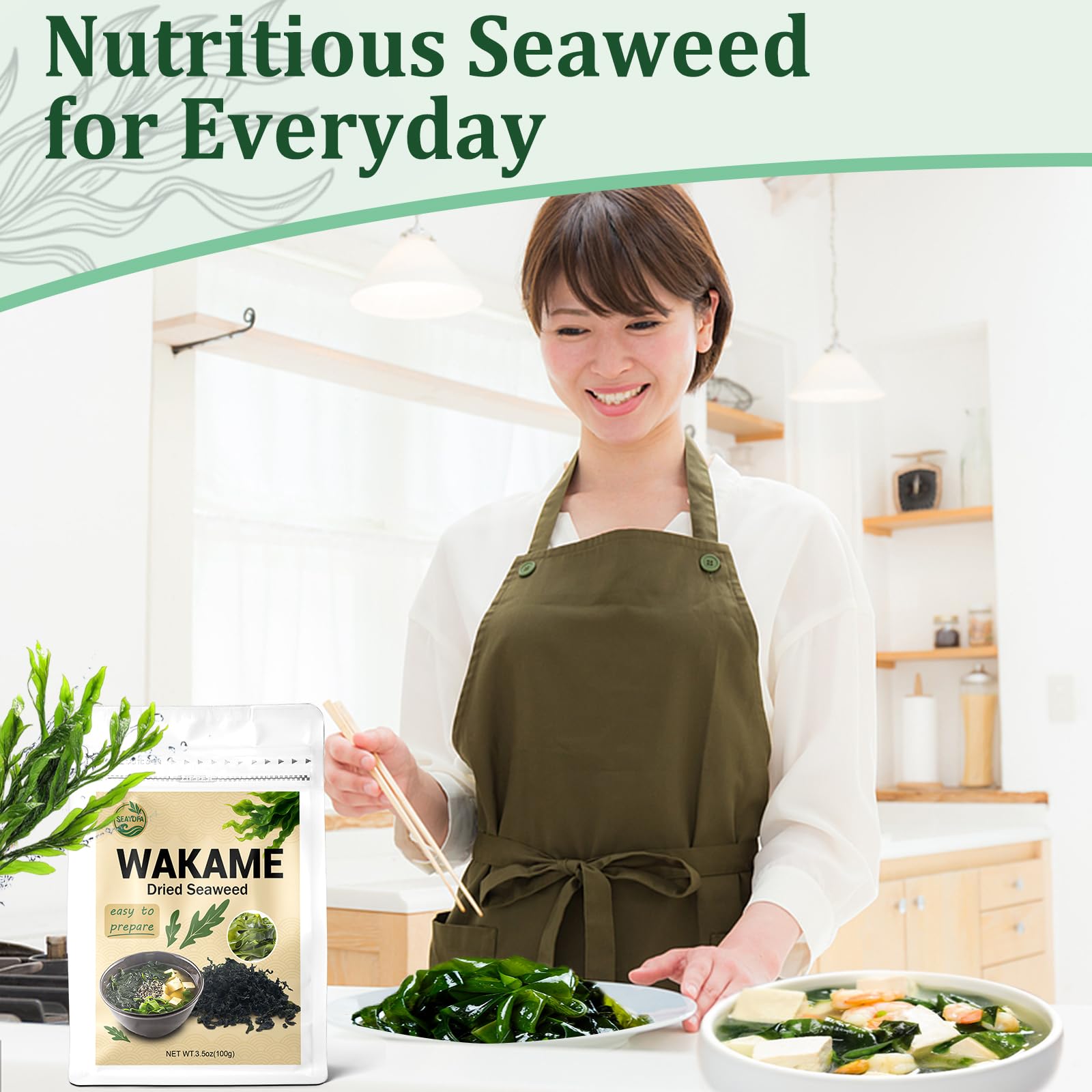 SEAYOFA wakame in seaweed salad bowl with sesame