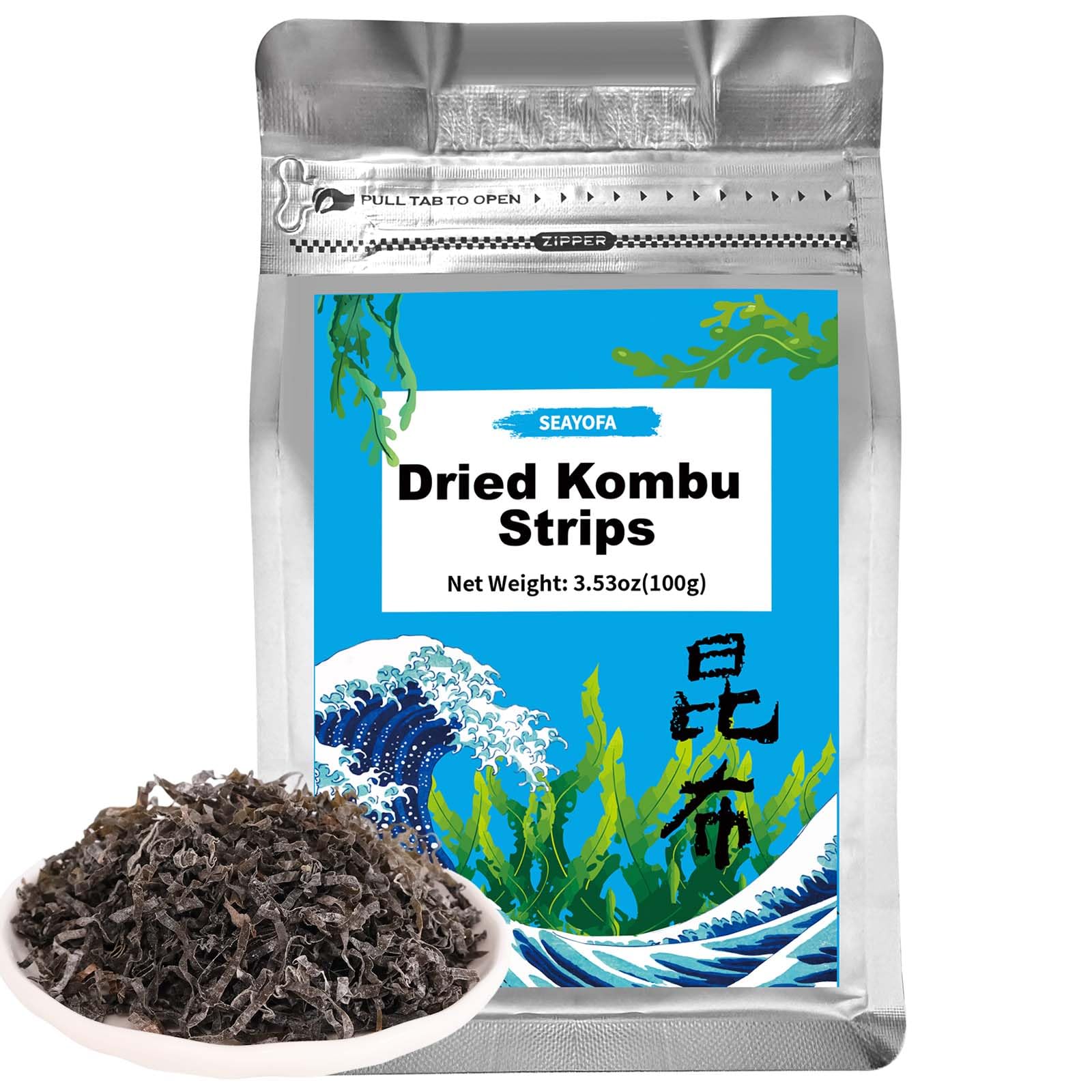 SEAYOFA dried kombu strips pre-cut for quick, flavorful dashi and soups.