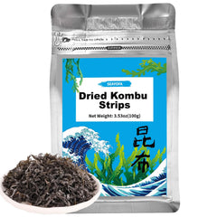 SEAYOFA dried kombu strips pre-cut for quick, flavorful dashi and soups.