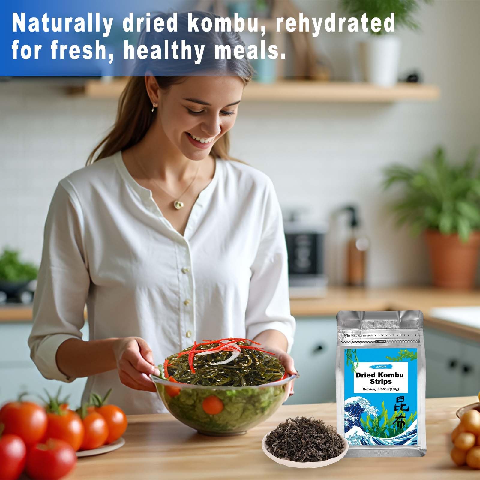SEAYOFA kombu strips for dashi base—vegan-friendly mineral-rich flavor.