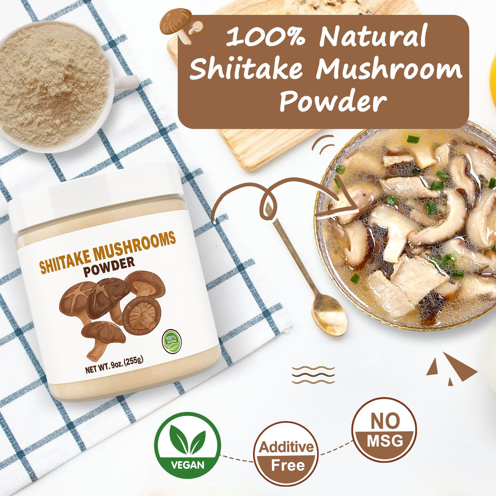 SEAYOFA shiitake powder in risotto bowl for deep savoriness.