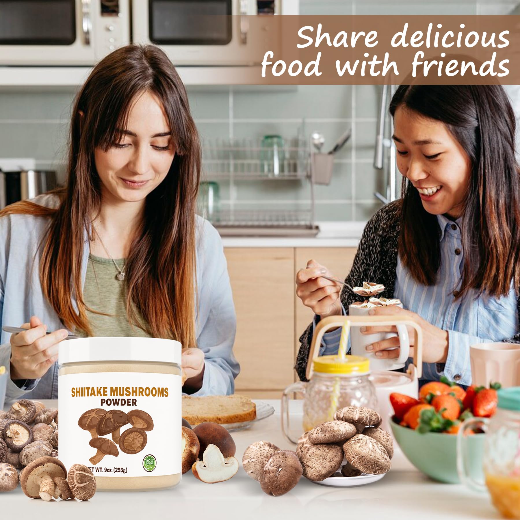 SEAYOFA shiitake powder enhances a salad dressing with flavor.