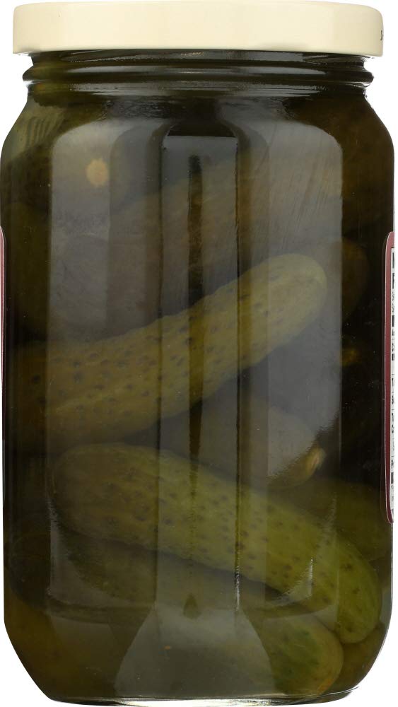 Sechlers Sweet Gherkins jar label signals quality and gluten-free facility