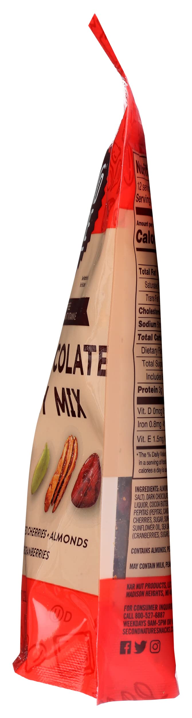 Resealable pouch of Second Nature trail mix, helping stay fresh between servings.