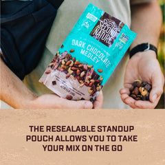Second Nature Dark Chocolate close-up highlights glossy chocolate and nut texture for a quick energy boost.