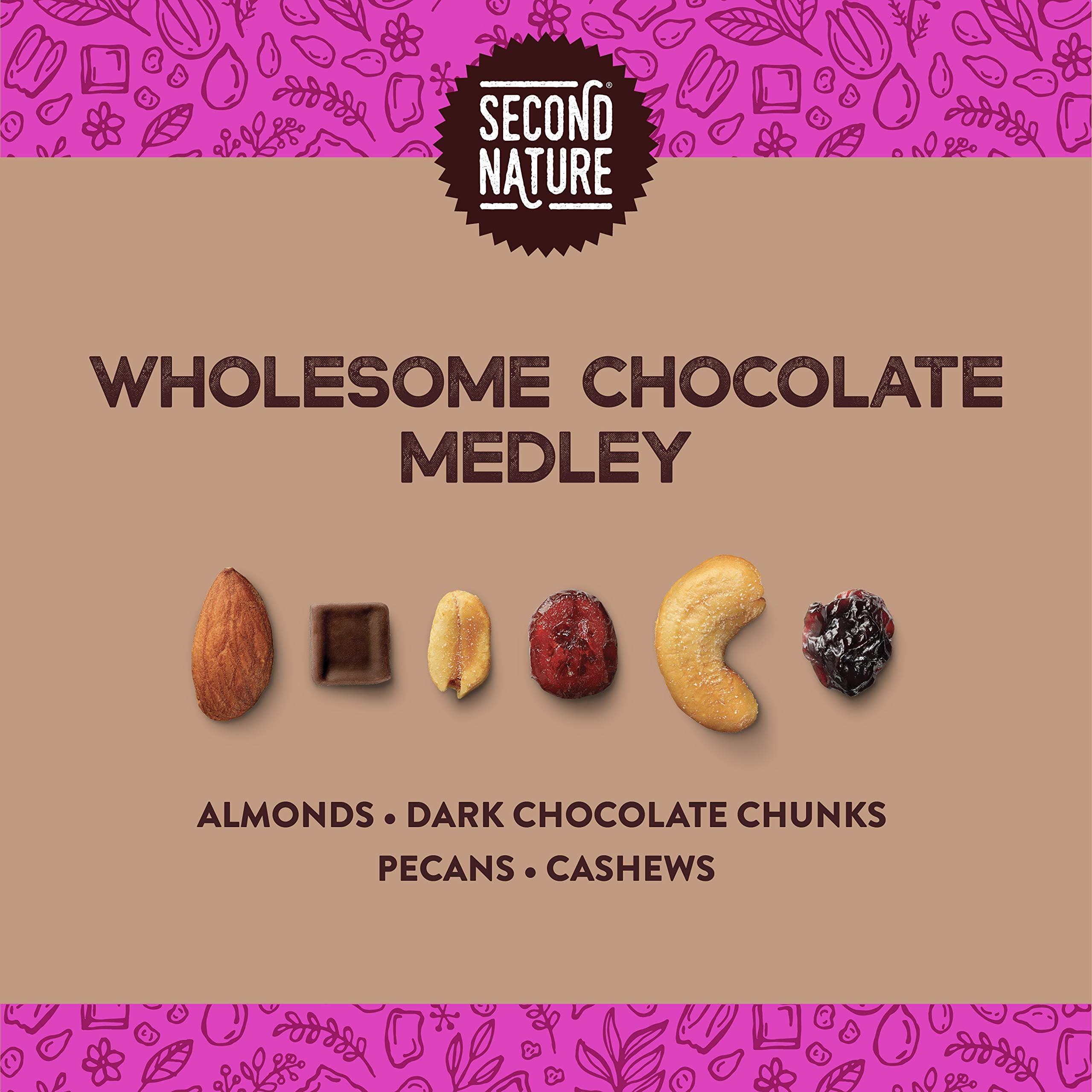 Second Nature trail mix with dried cranberries and cherries offers naturally sweet, wholesome bites.