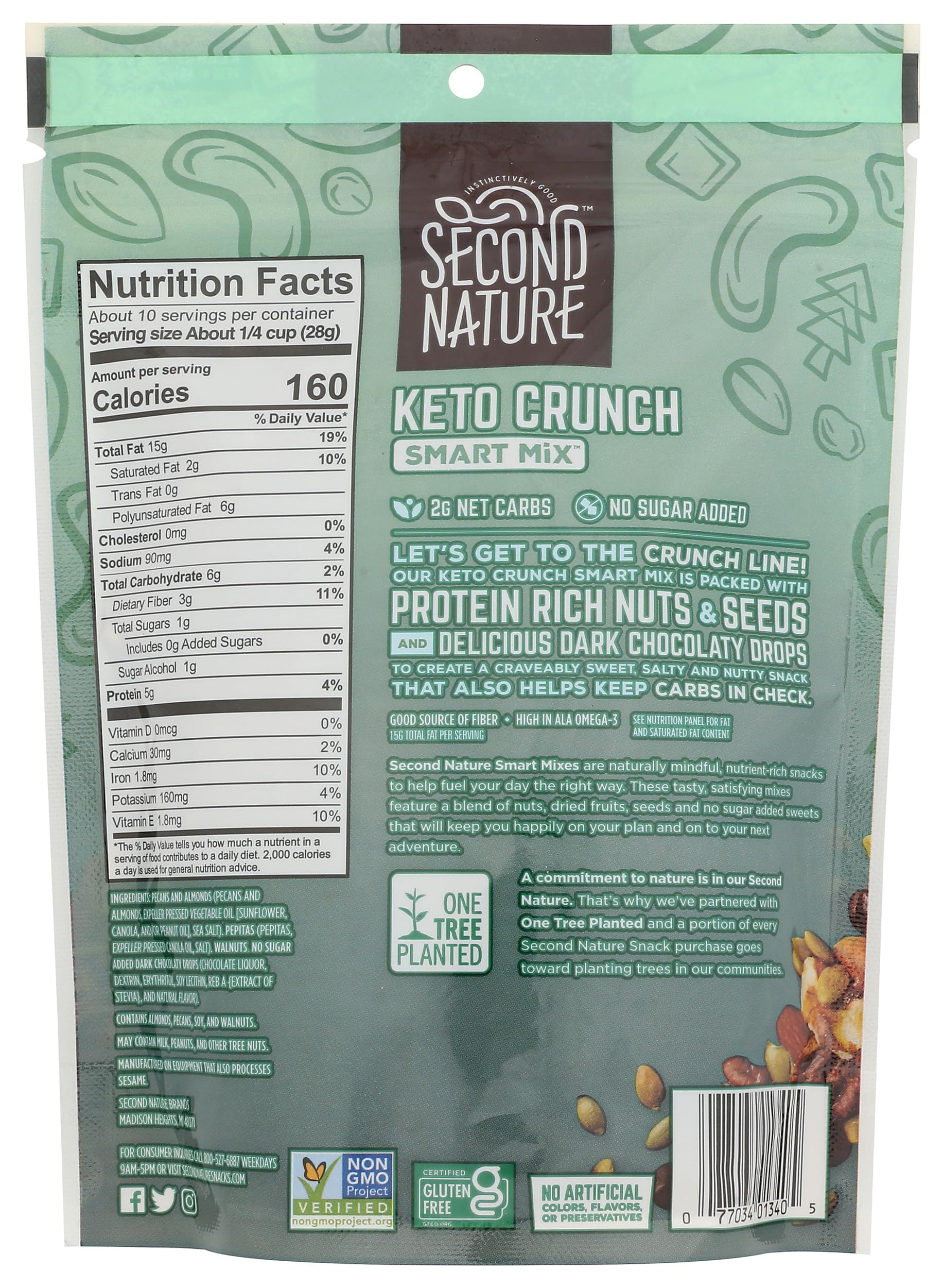 Second Nature Keto Crunch pecans almonds walnuts image—protein-packed medley for energy.