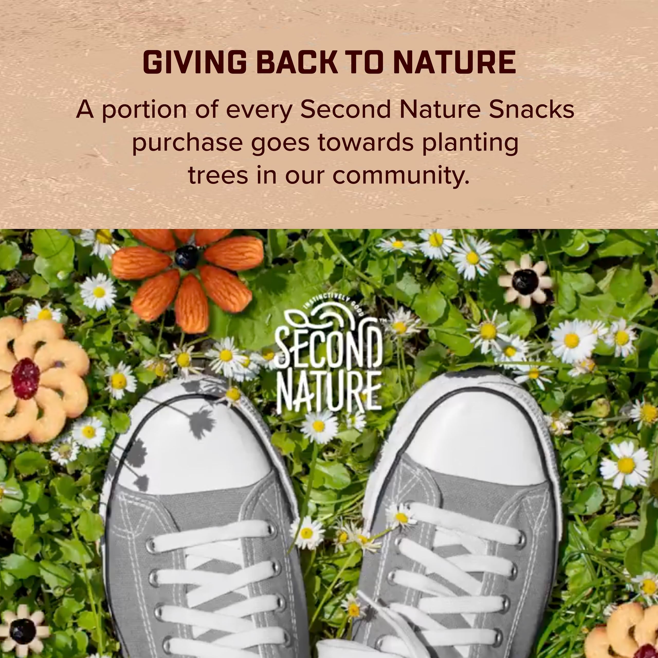 Second Nature resealable pouch open demonstrates freshness lock and convenient portion control.