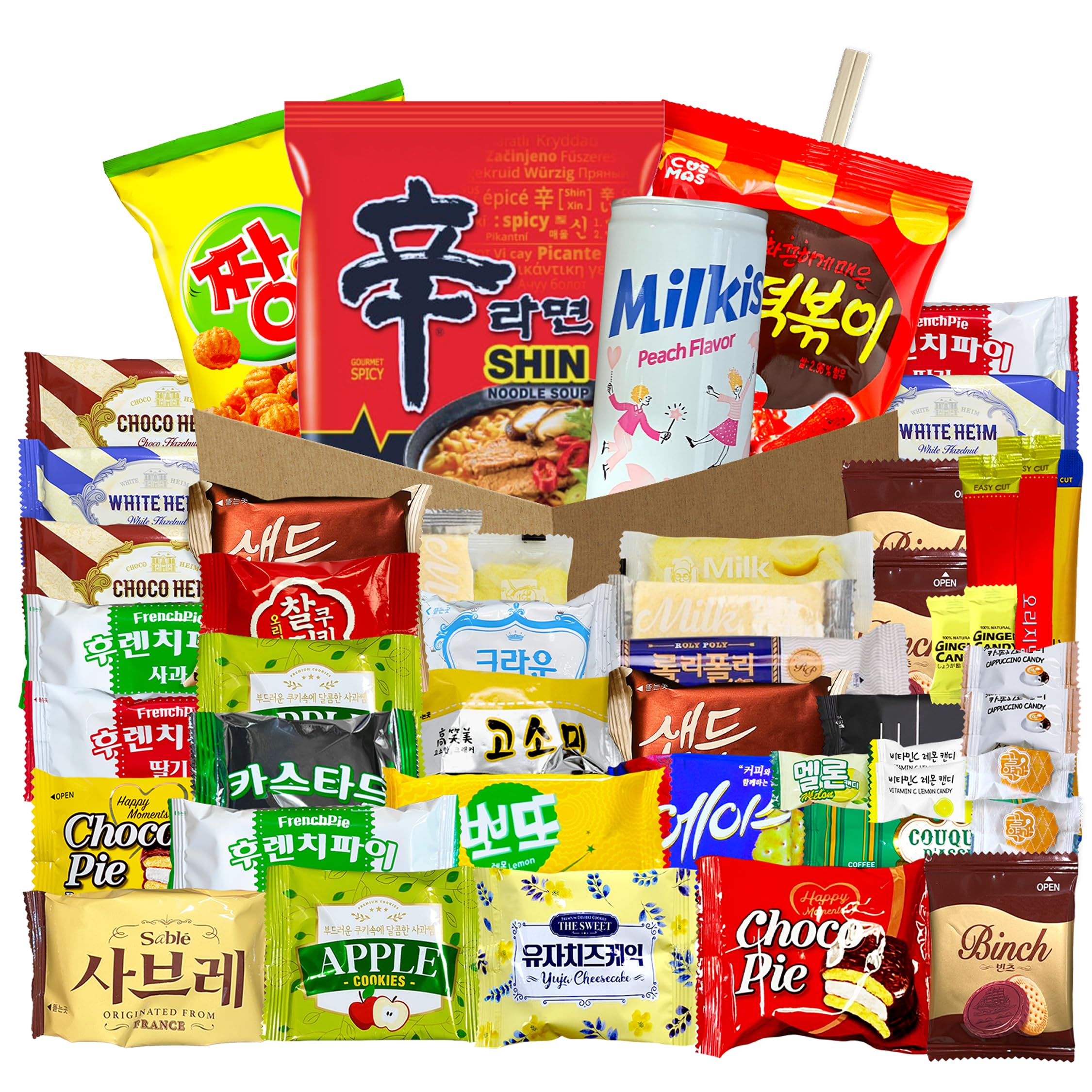 Seconde Nature Korean Snack Box 48-count display, ideal for gifting and sharing.
