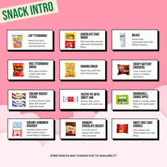 Seconde Nature Korean Snack Box contents spread, showing 38 snacks.