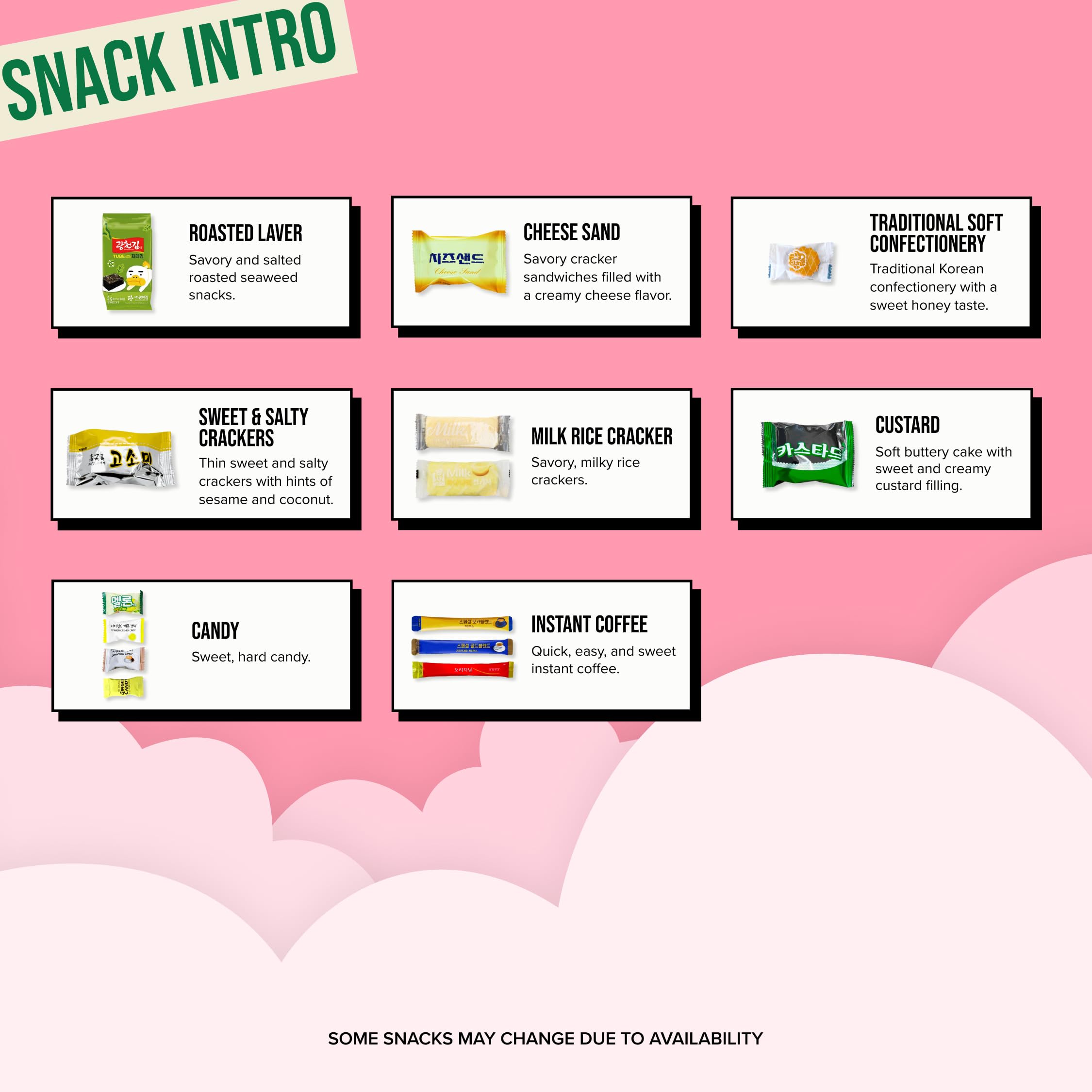 Seconde Nature snacks variety collage, chips, sweets, and tteokbokki options.
