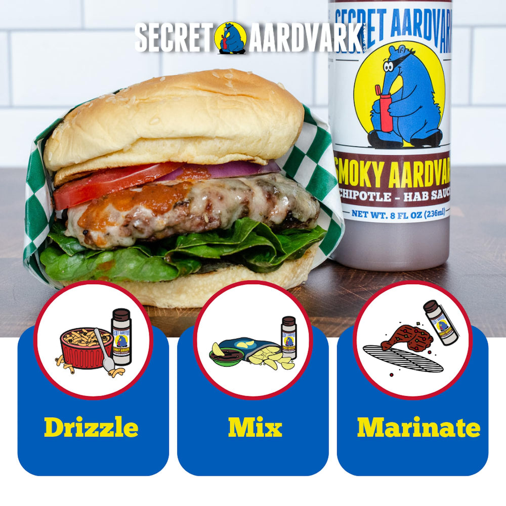 Secret Aardvark habanero chipotle bottle shows mild heat and smoky depth.