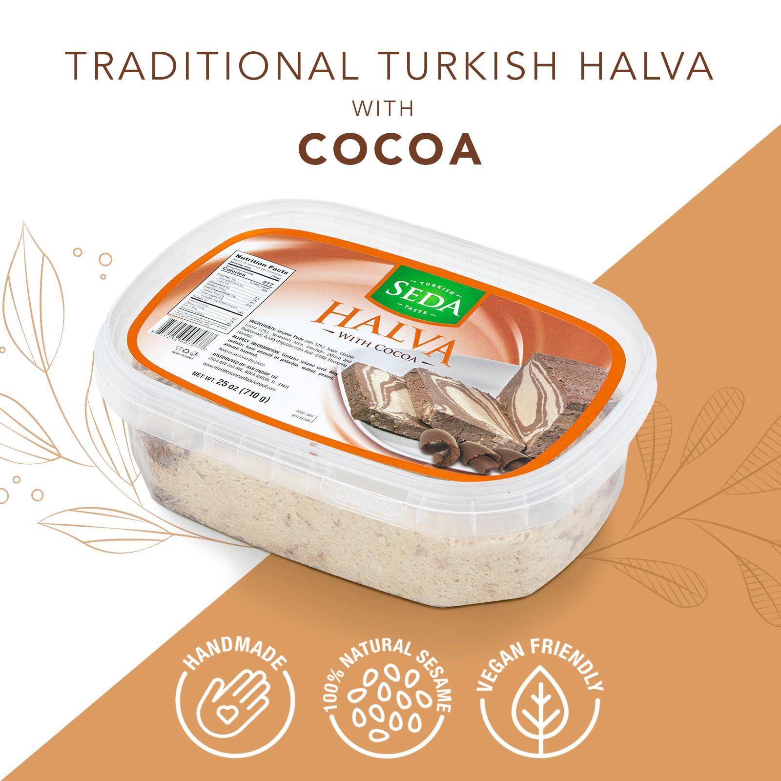 Seda Halva Pistachio 25oz pack with green flecks and nutty notes