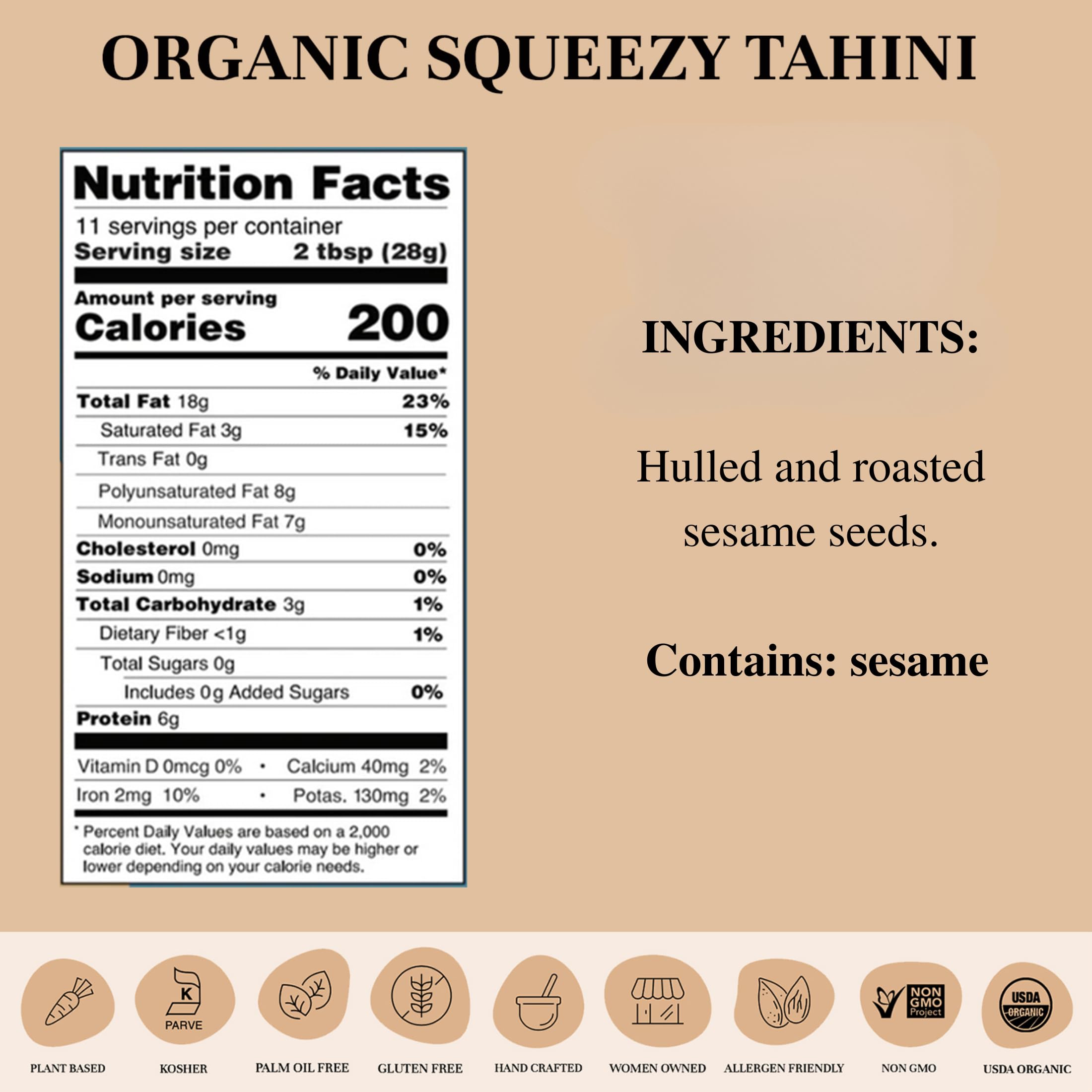 Seed + Mill organic tahini paste swirl highlighting smooth consistency for spreads