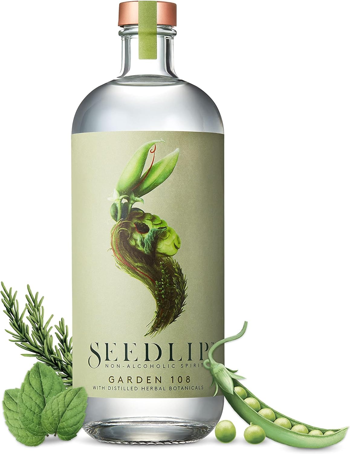 Seedlip Garden 108 bottle showcases premium non-alcoholic flavor for mocktails.