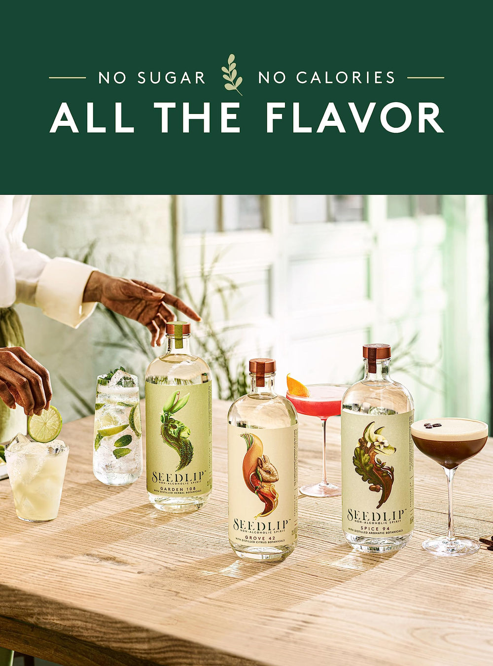 Seedlip Grove 42 margarita-style mocktail idea with citrus glow