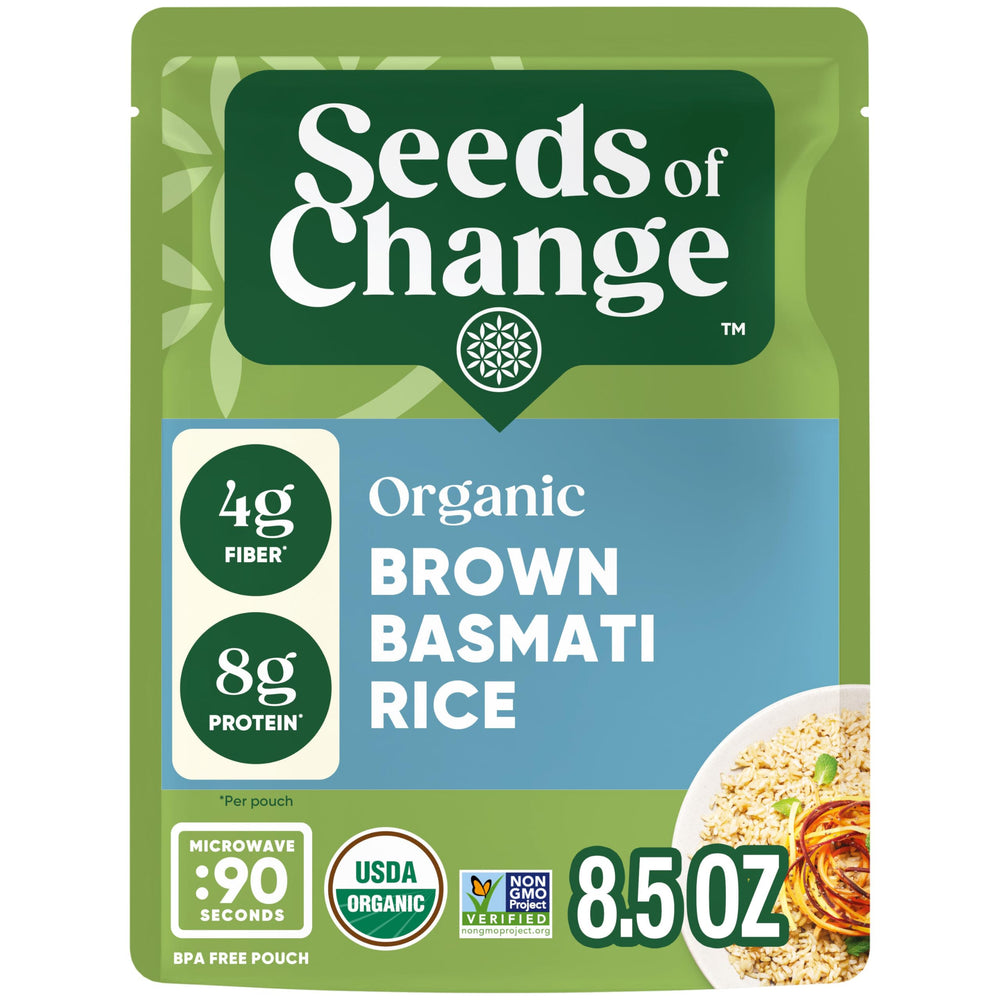 SEEDS OF CHANGE beef sirloin stir-fry with brown basmati rice for a savory meal.