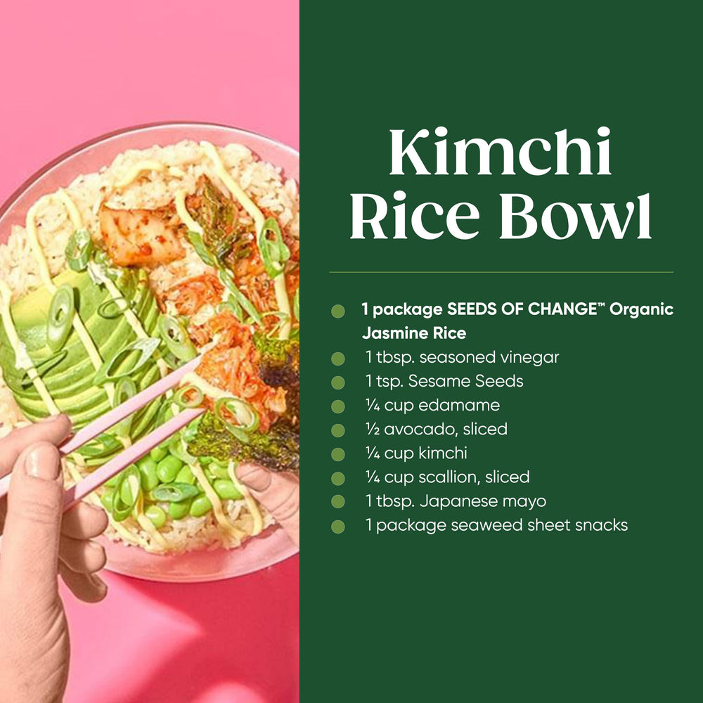 SEEDS OF CHANGE Jasmine Rice organic ingredients emphasize clean, natural nutrition.