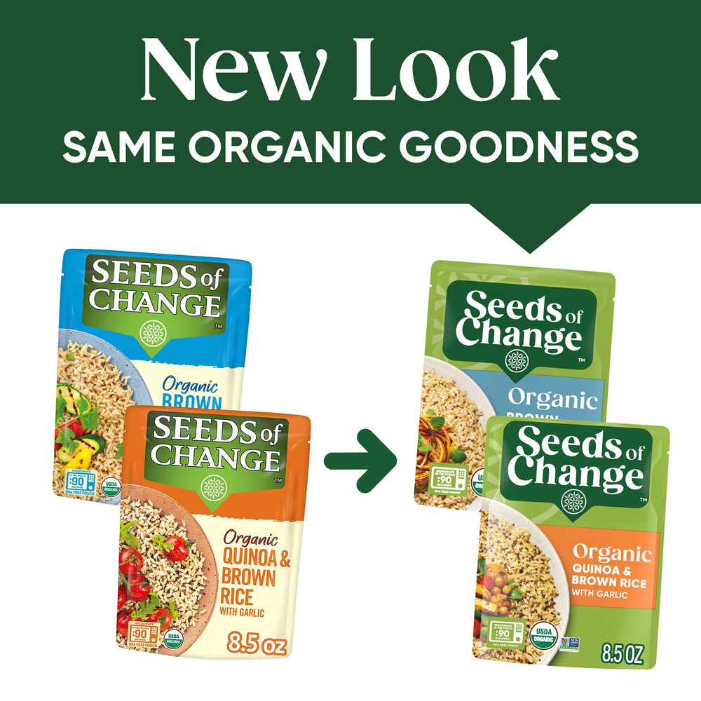 SEEDS OF CHANGE microwave-ready pack enables fast prep for busy weeknights.