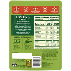 SEEDS OF CHANGE organic quinoa-brown rice pouch, microwave-ready for quick dinners.