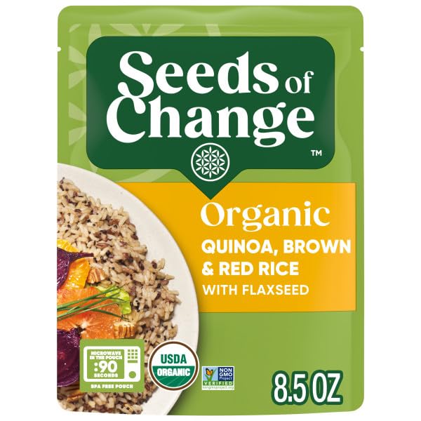 Steaming bowl of SEEDS OF CHANGE quinoa and rice medley.
