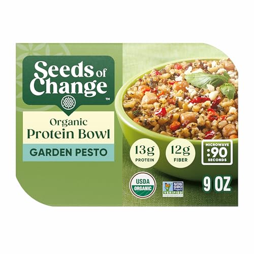 SEEDS OF CHANGE Quinoa and brown rice base with plant protein.