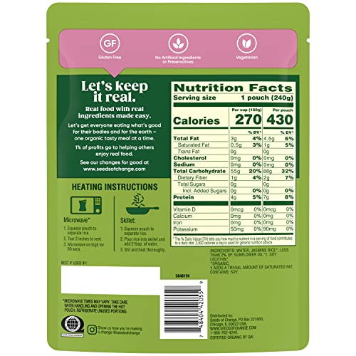 SEEDS OF CHANGE jasmine rice 12-pack for convenient weekly meals.