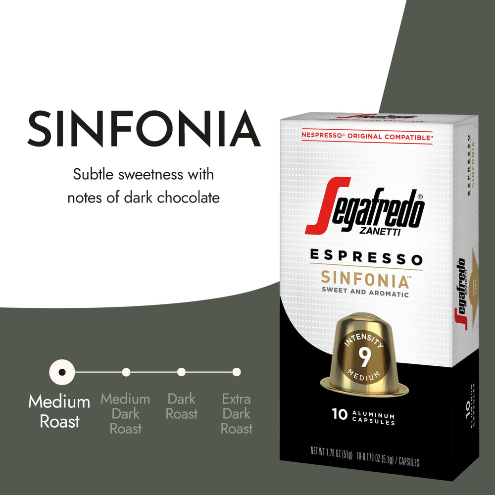 Cup of Segafredo Sinfonia showing smooth crema and balanced aroma.