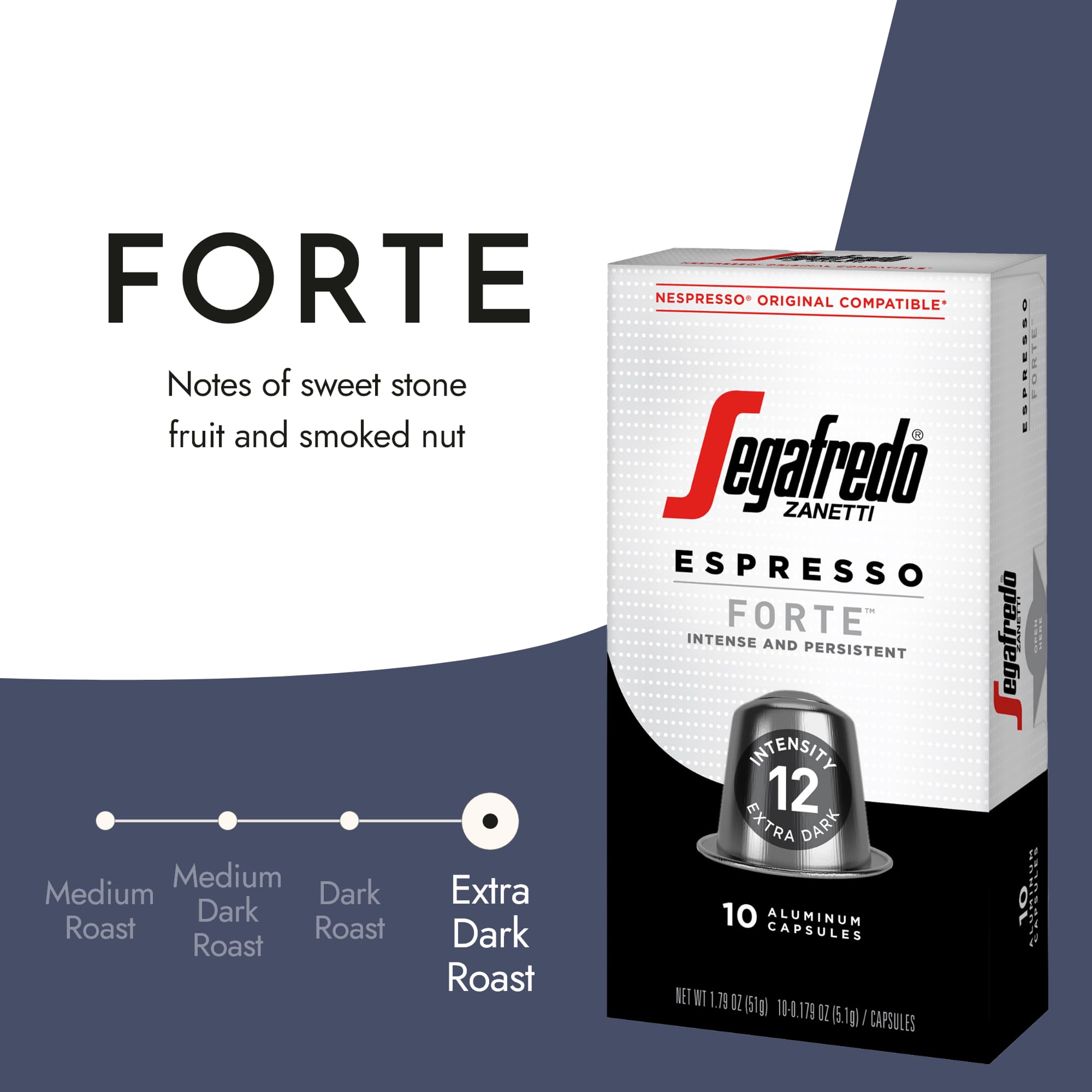 Segafredo Zanetti Forte crema shot highlighting smooth crema and aroma.