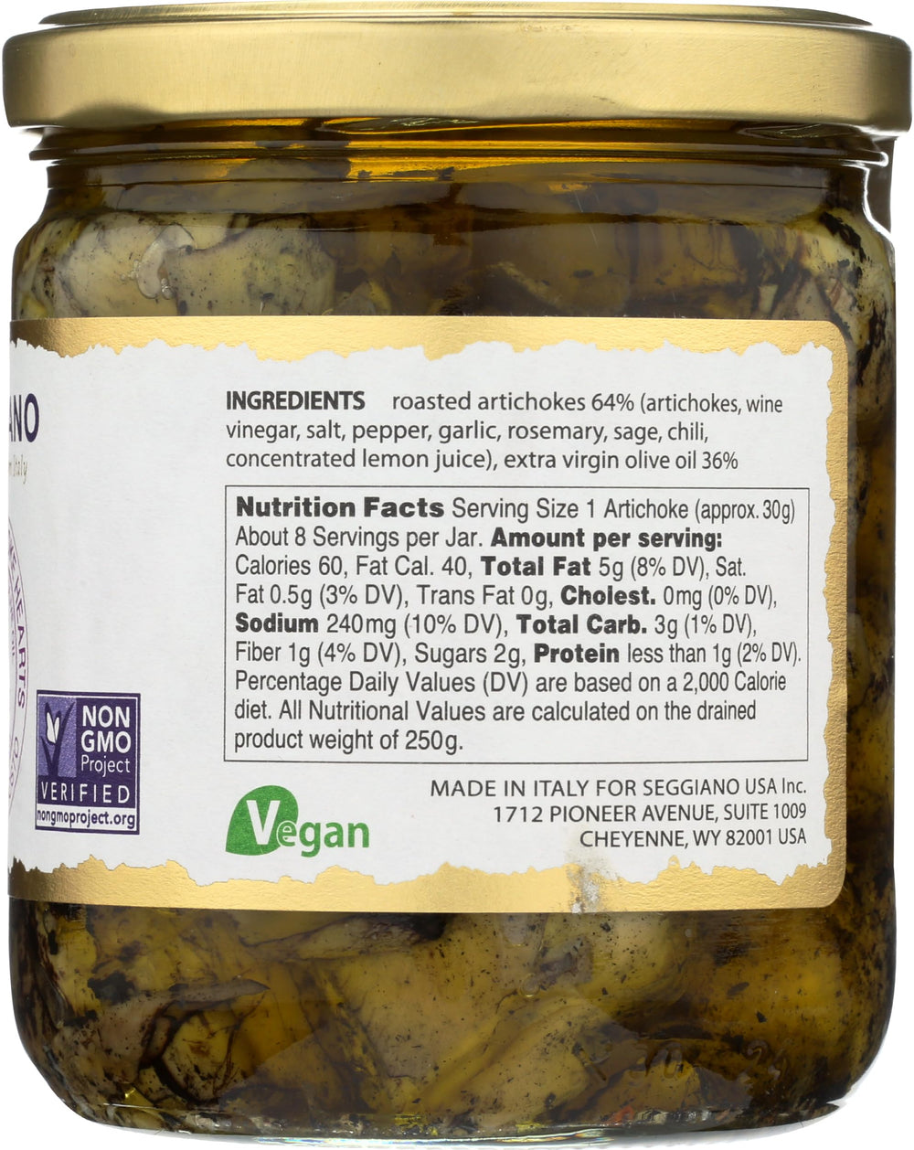 Seggiano artichokes served in oil with rich color and aroma.
