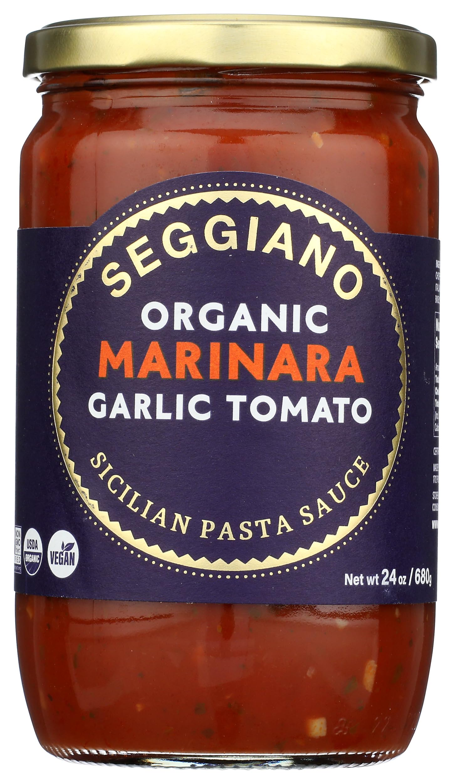 Seggiano Organic Garlic Marinara jar ready for pasta night