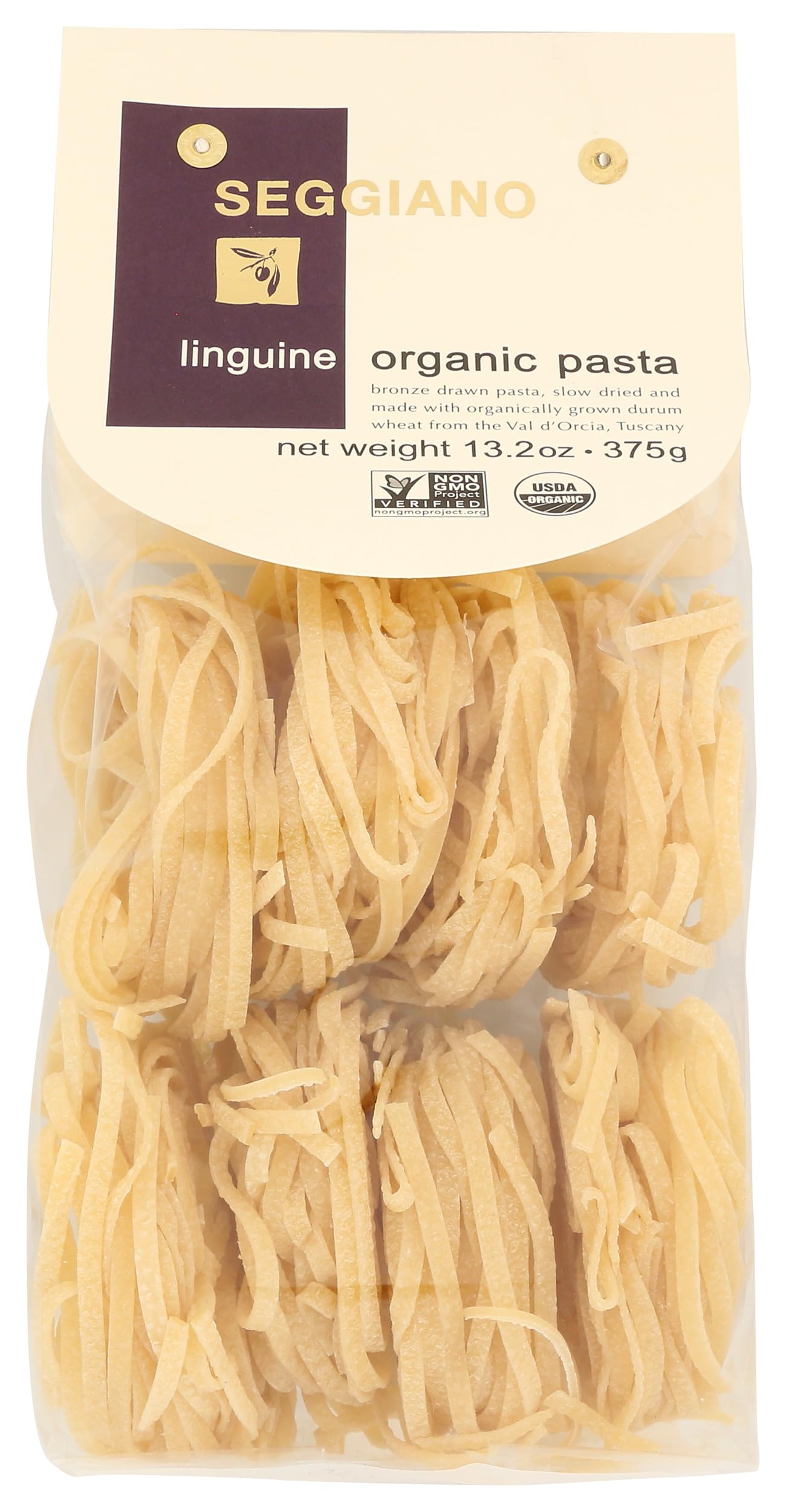 Seggiano Organic Linguine uncooked bundle showing premium Tuscan quality for quick weeknight meals.