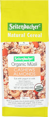 Seitenbacher Muesli No21 with cashews and apricots in bowl for a hearty breakfast