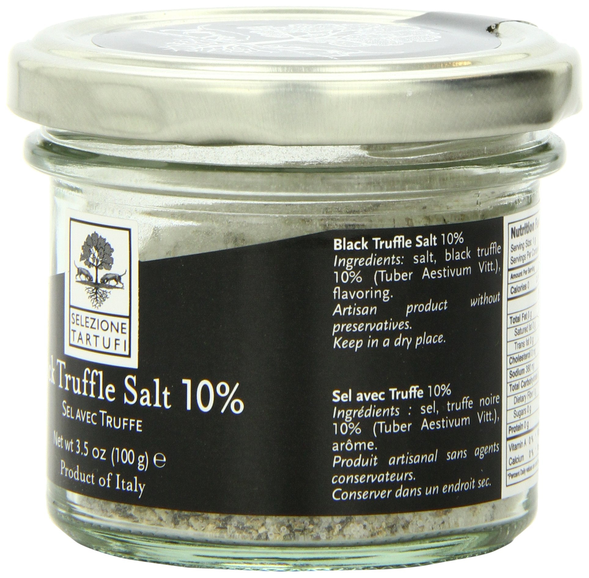Selezione Tartufi salt shaker captures truffle aroma adding depth to pasta and eggs