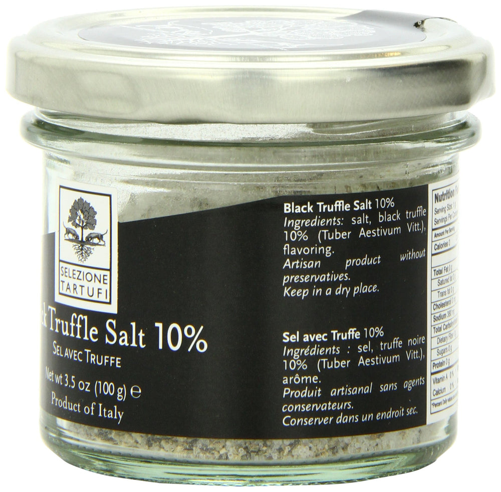 Selezione Tartufi salt shaker captures truffle aroma adding depth to pasta and eggs