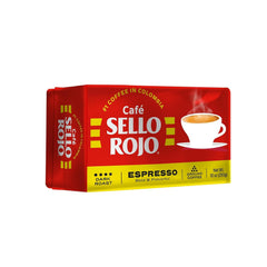 Sello Rojo Espresso Brick packaging sealed to preserve aroma and freshness for home brewing