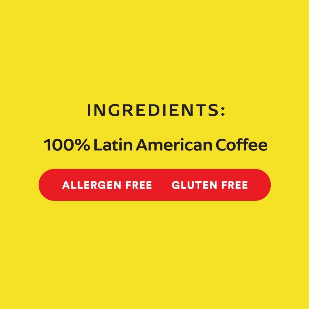 Sello Rojo Tradicional brewed cup steaming, balanced medium roast for any time of day.