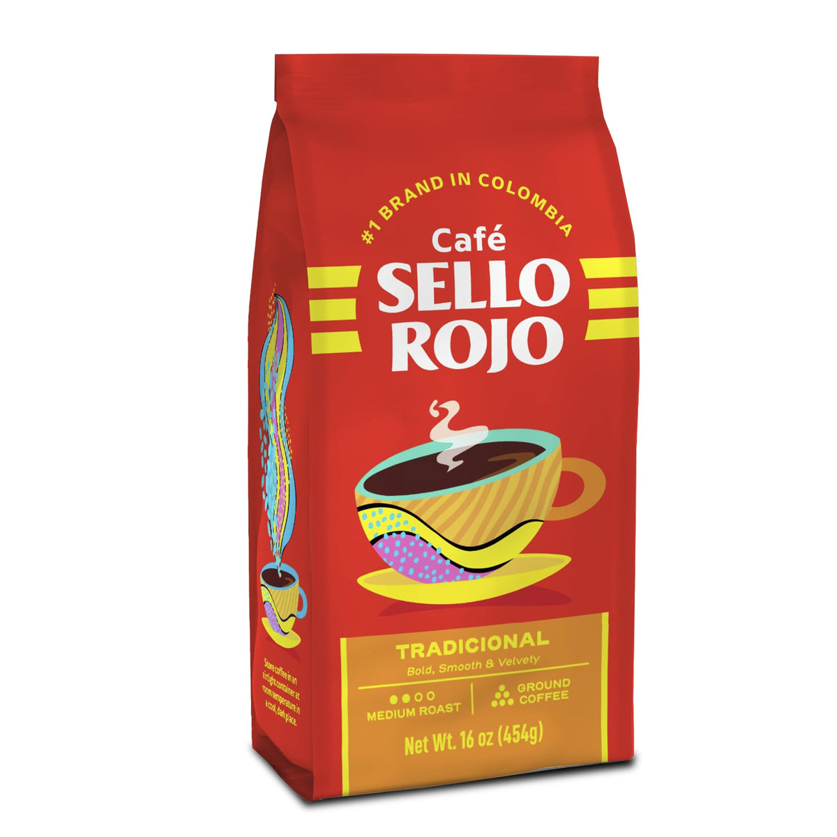 Sello Rojo Traditional Medium Roast ground coffee in a 5-pack for daily brewing