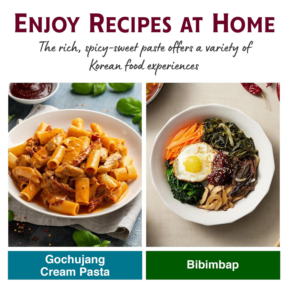 Bibimbap bowl topped with gochujang for color and aroma.