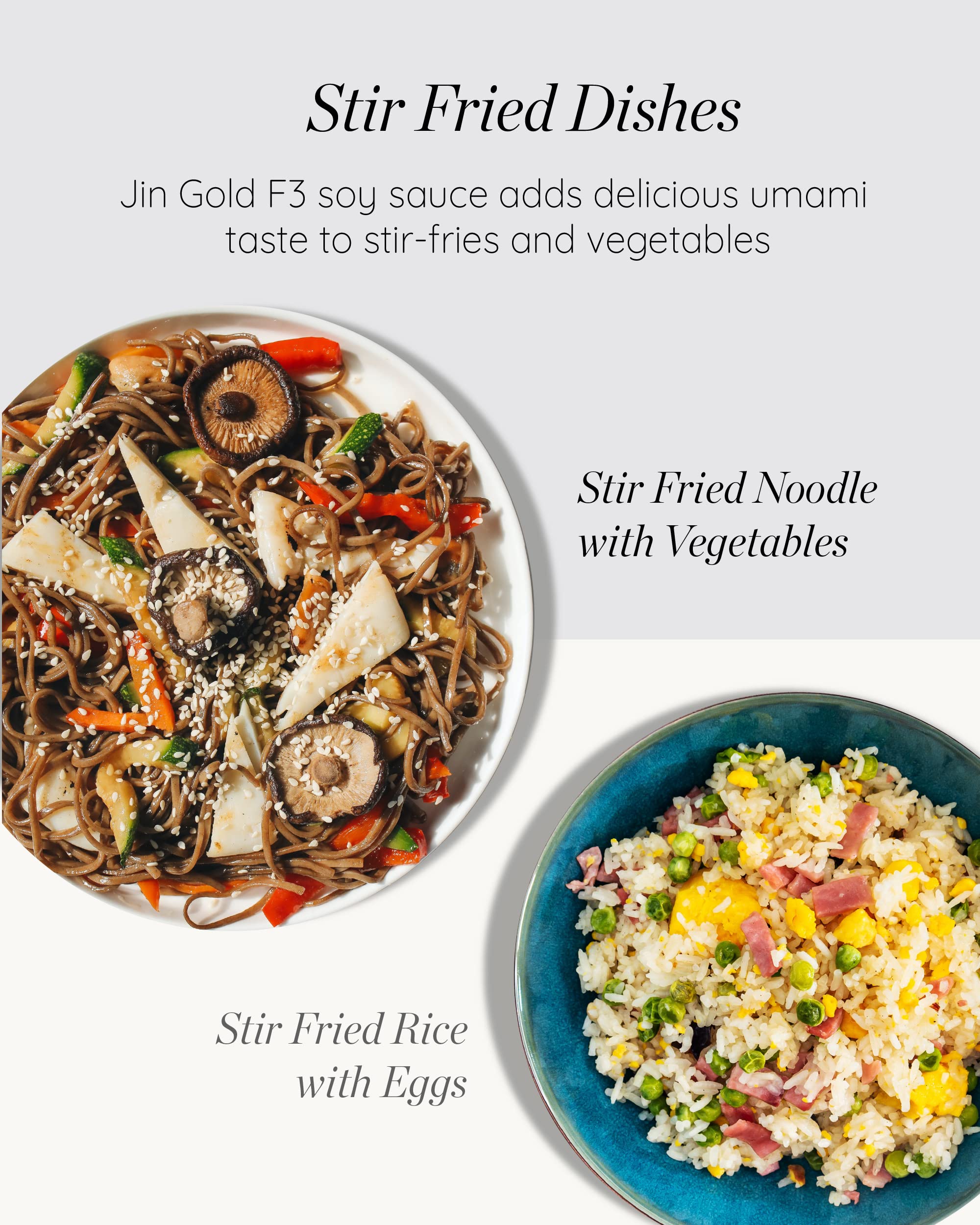 Pouring action shot of Jin Gold F3 in a sizzling pan.