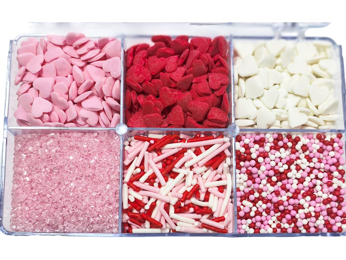 Senchanting pink heart sprinkles decorate Valentine's treats beautifully.