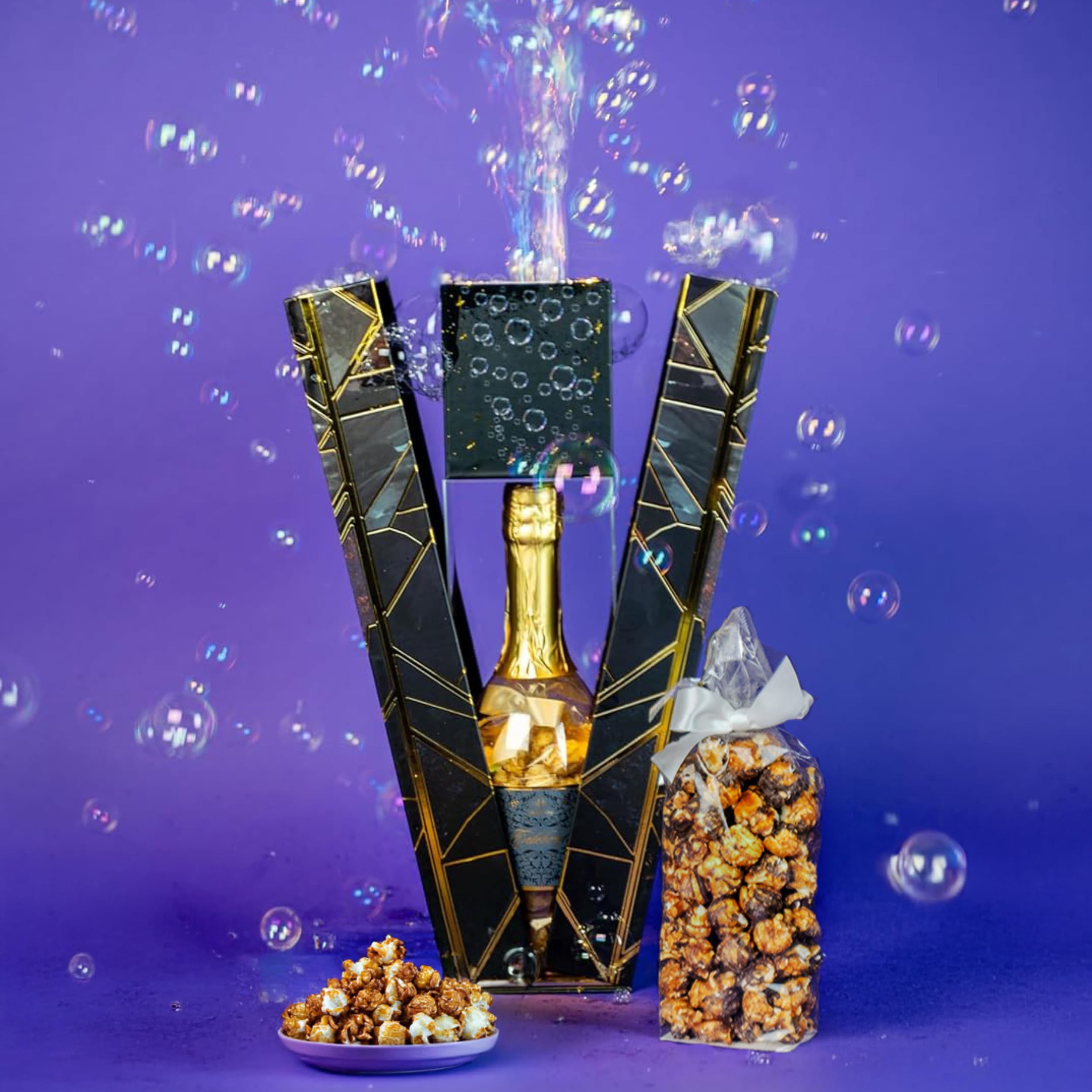 Send A Cake Luxe Bubble Box front view with premium gift-ready presentation